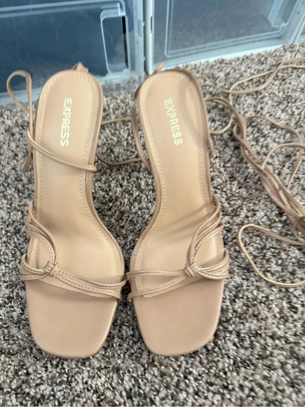 Express Rose Nude Lace-Up Stiletto Sandal